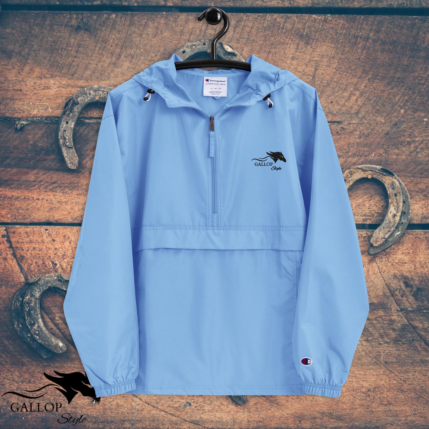 Light Blue / S Gallop Style Embroidered Champion Packable Jacket