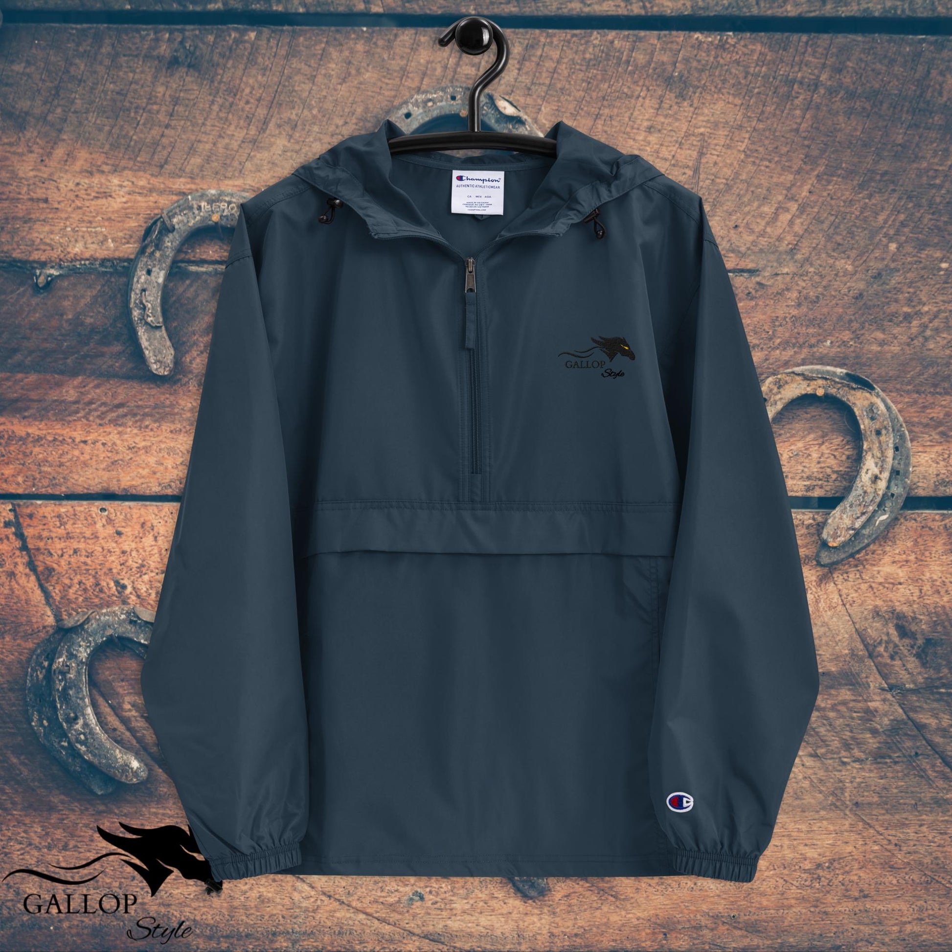 Navy / S Gallop Style Embroidered Champion Packable Jacket