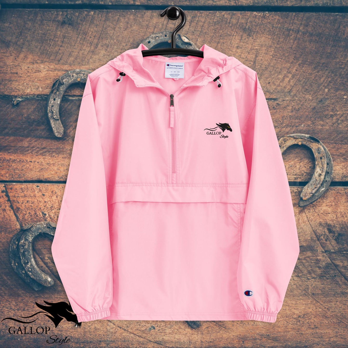 Pink Candy / S Gallop Style Embroidered Champion Packable Jacket