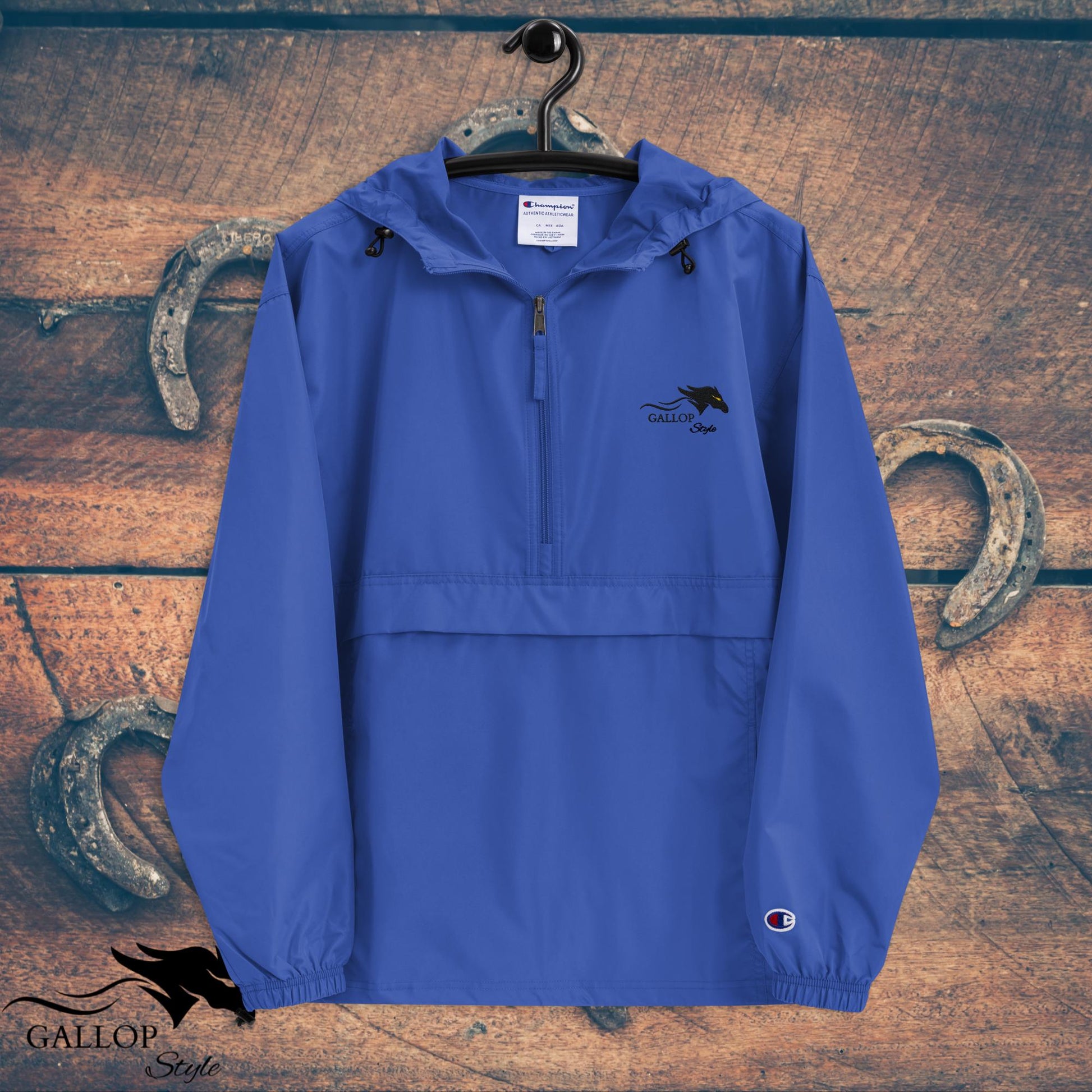 Royal Blue / S Gallop Style Embroidered Champion Packable Jacket