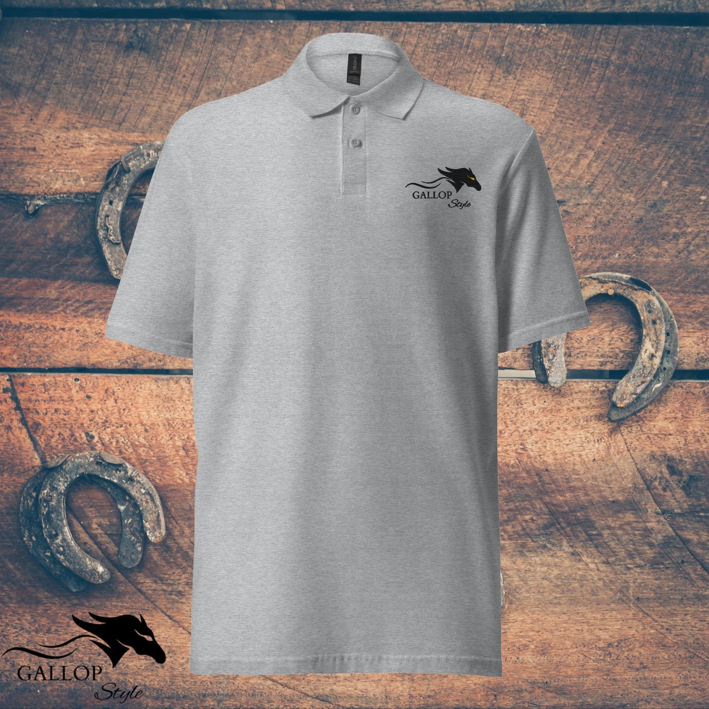 Sport Grey / S Gallop Style Embroidered Men's pique polo shirt