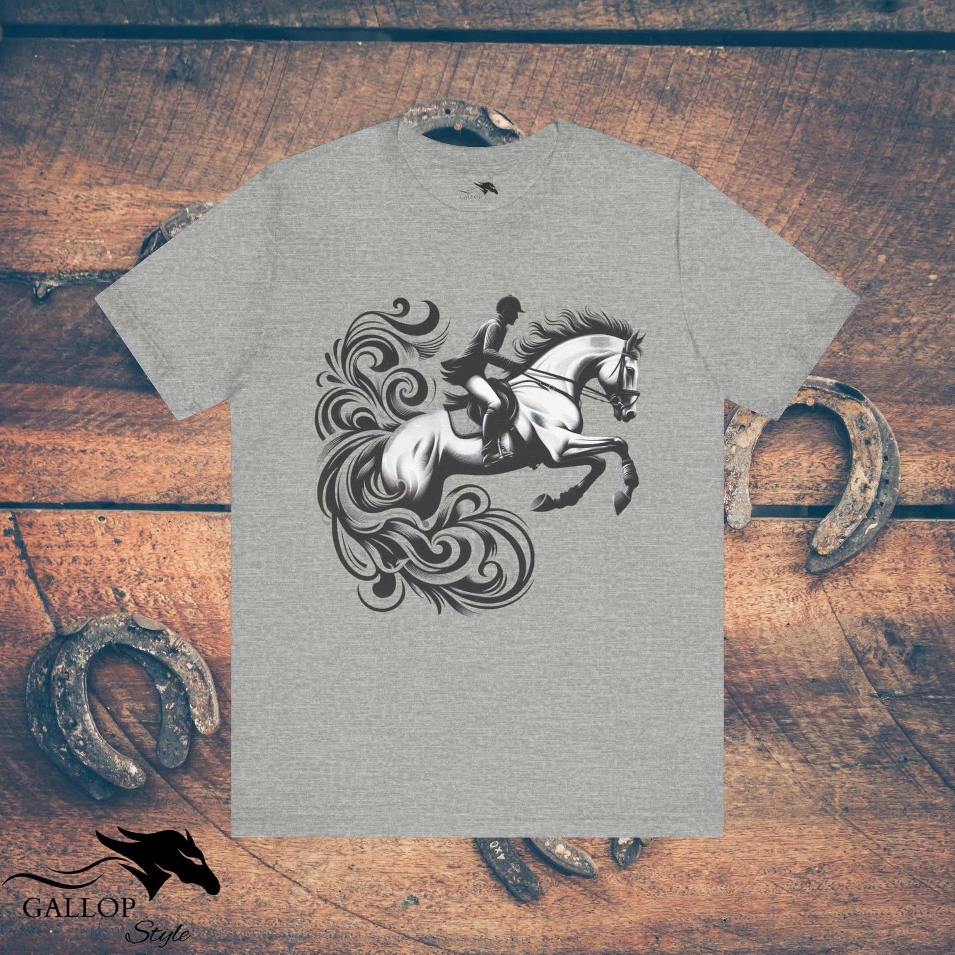 T-Shirt Athletic Heather / S Dashing Horse & Rider Scrolls T-Shirt GS_10