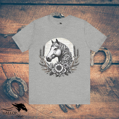 T-Shirt Athletic Heather / S Horse Sunflowers Wheat GS_1 T-Shirt