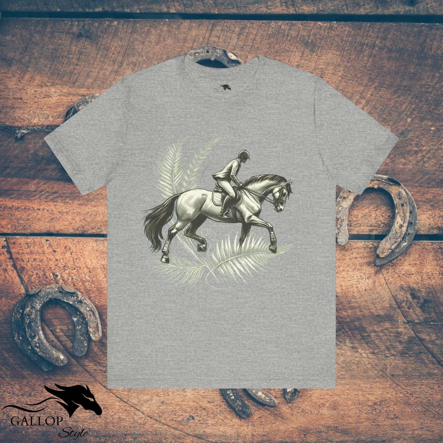 T-Shirt Athletic Heather / S Majestic Horse & Rider Ferns T-Shirt GS_5