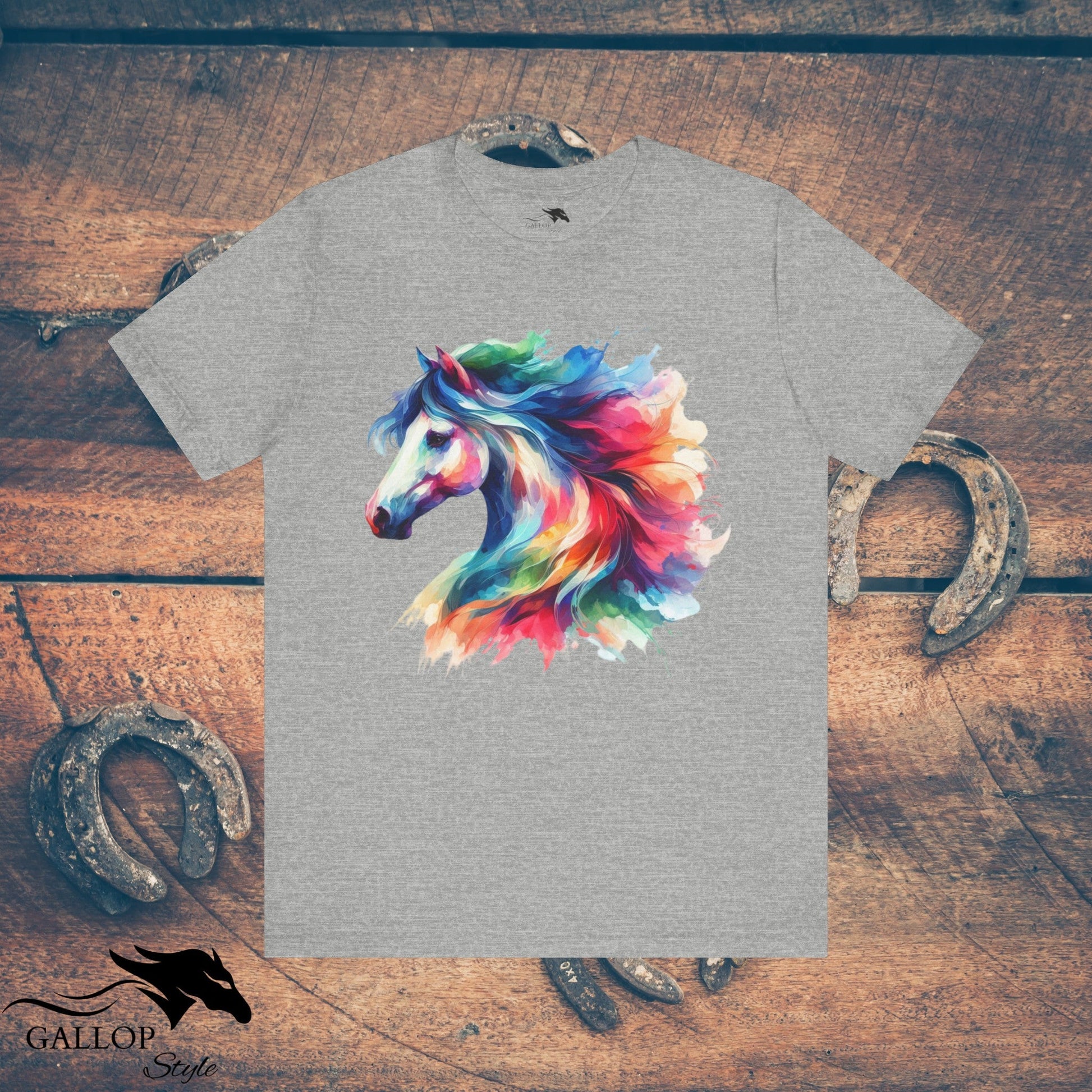 T-Shirt Athletic Heather / S Vibrant Water Color Horse T-Shirt GS_43