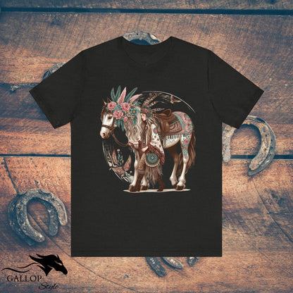 T-Shirt Black Heather / S BOHO Floral Horse and Rider T-Shirt GS_7