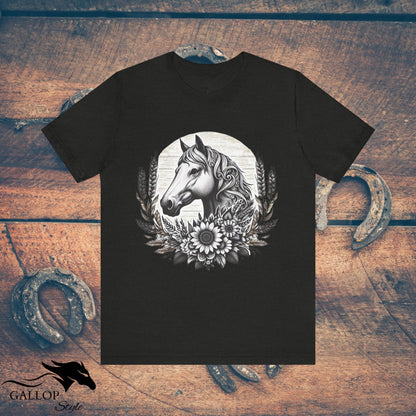 T-Shirt Black Heather / S Horse Sunflowers Wheat GS_1 T-Shirt