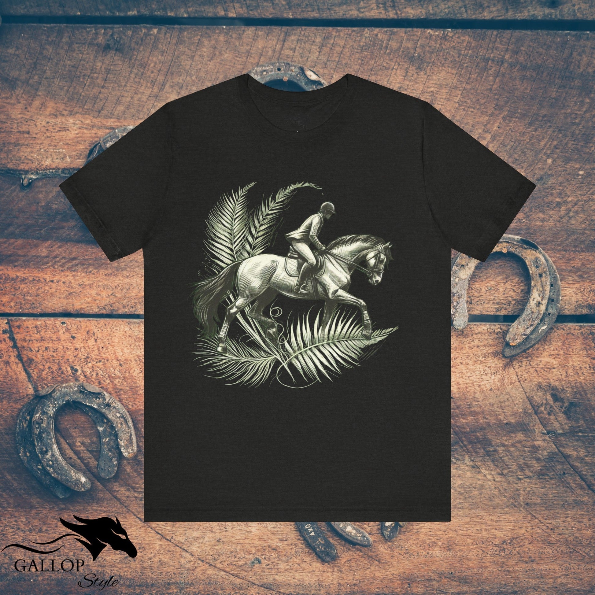 T-Shirt Black Heather / S Majestic Horse & Rider Ferns T-Shirt GS_5