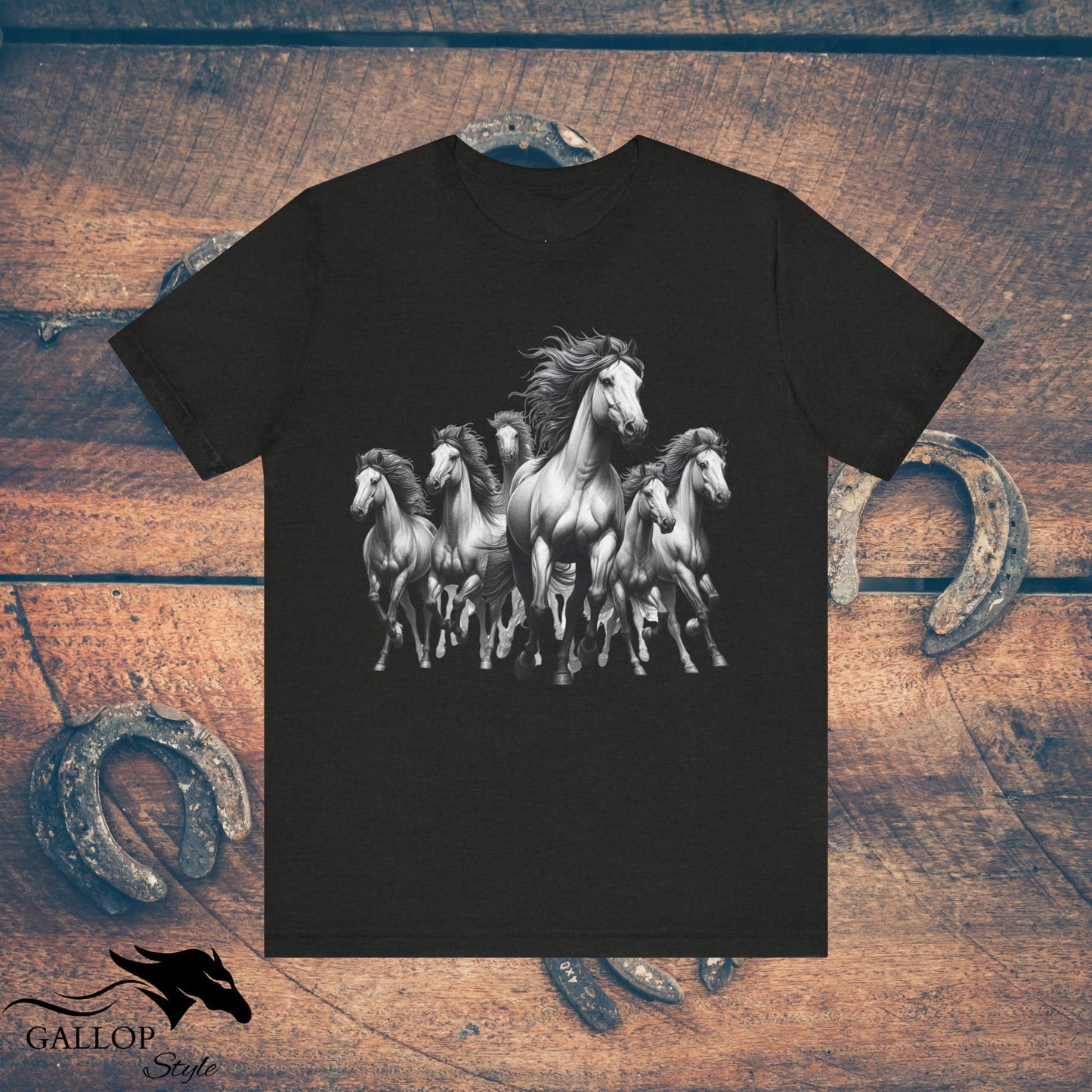 T-Shirt Black Heather / S Wild Horses Running T-Shirt GS_16