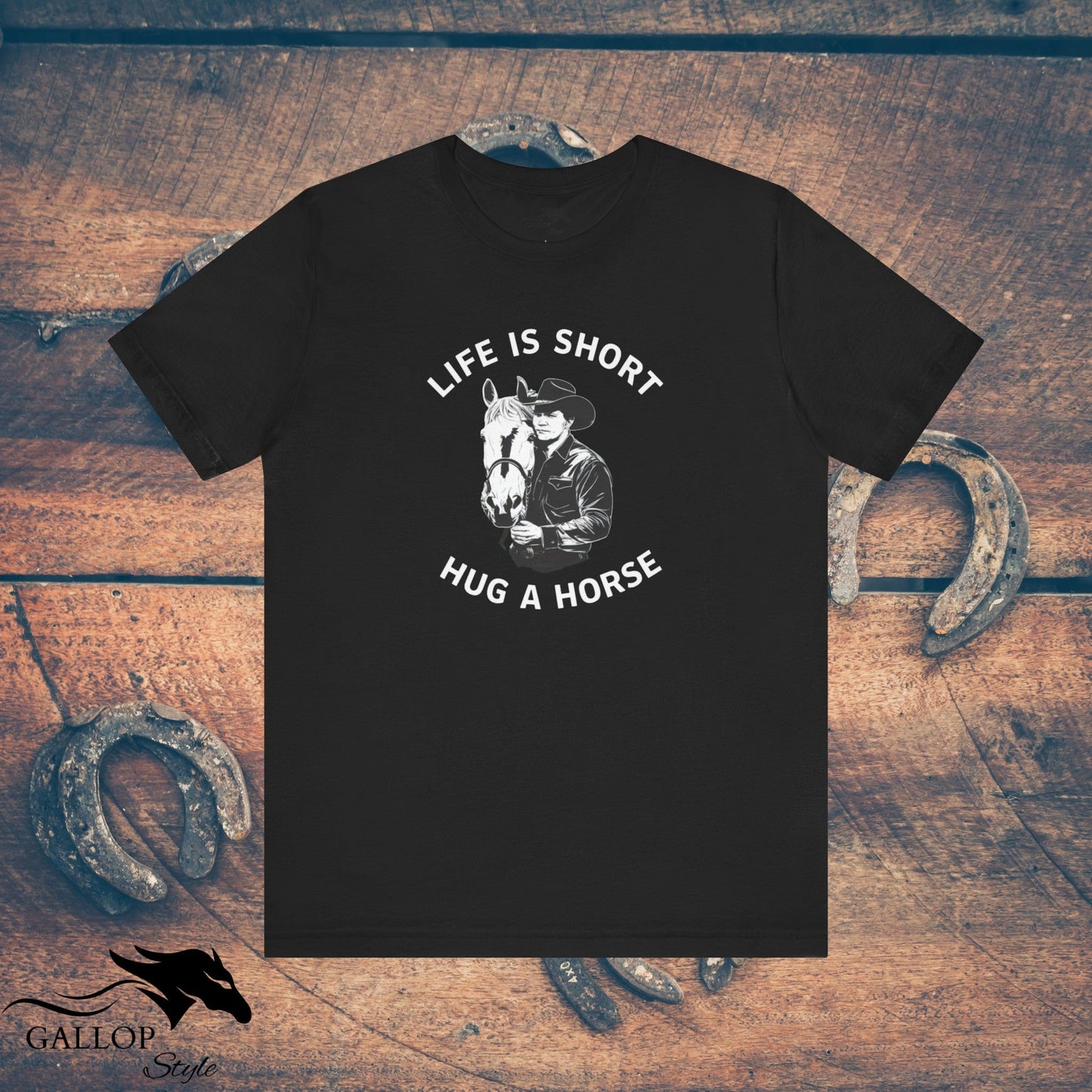 T-Shirt Black / S Life is Short Hug a Horse Male T-Shirt GS_33