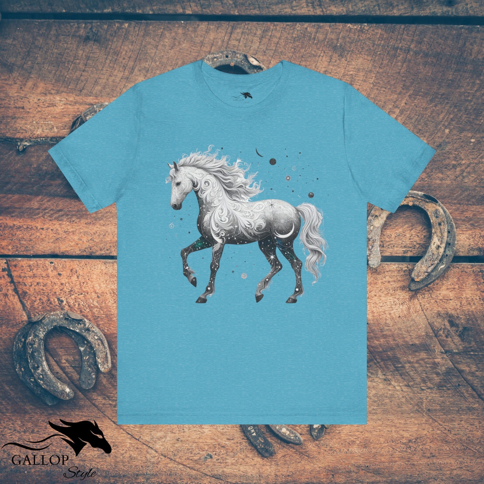 T-Shirt Heather Aqua / S Celestial Paisley Horse Stars T-Shirt GS_50