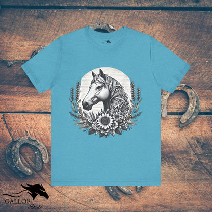 T-Shirt Heather Aqua / S Horse Sunflowers Wheat GS_1 T-Shirt