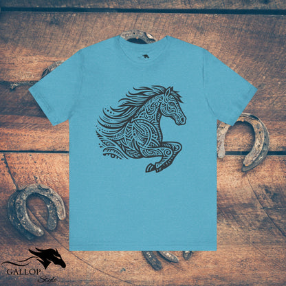 T-Shirt Heather Aqua / S Tribal Horse Half T-Shirt GS_45