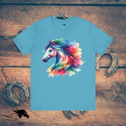 T-Shirt Heather Aqua / S Vibrant Water Color Horse T-Shirt GS_43