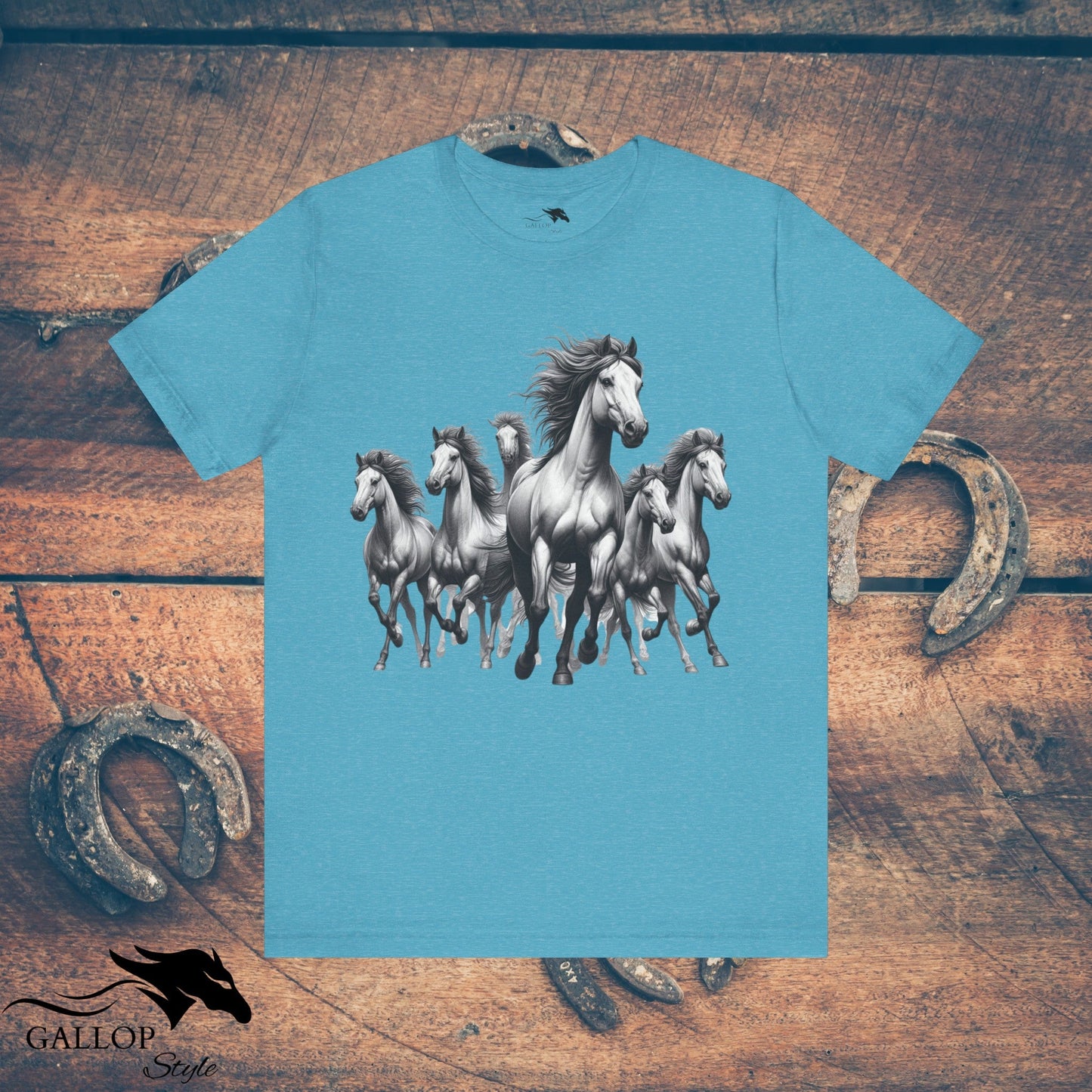 T-Shirt Heather Aqua / S Wild Horses Running T-Shirt GS_16