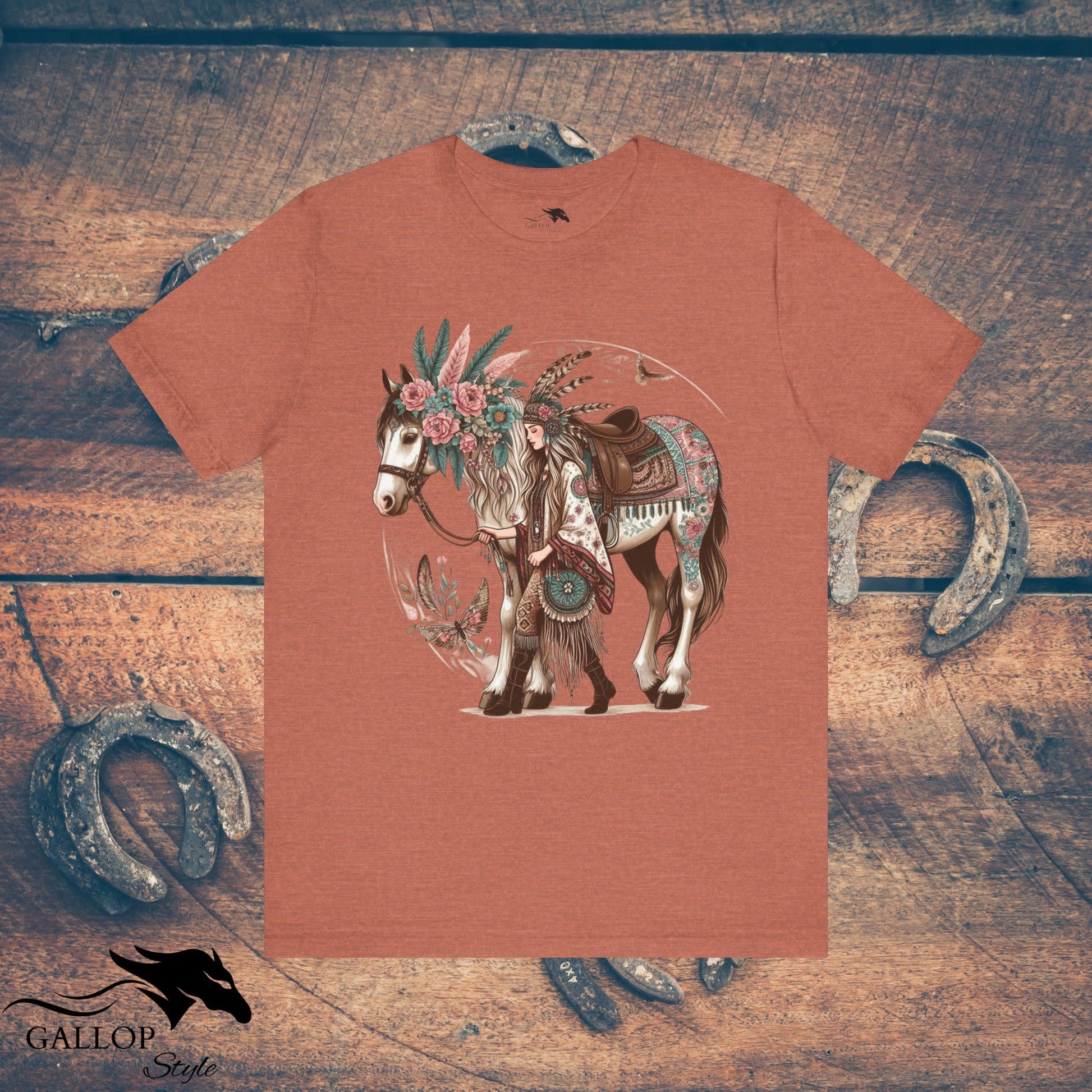 T-Shirt Heather Clay / S BOHO Floral Horse and Rider T-Shirt GS_7