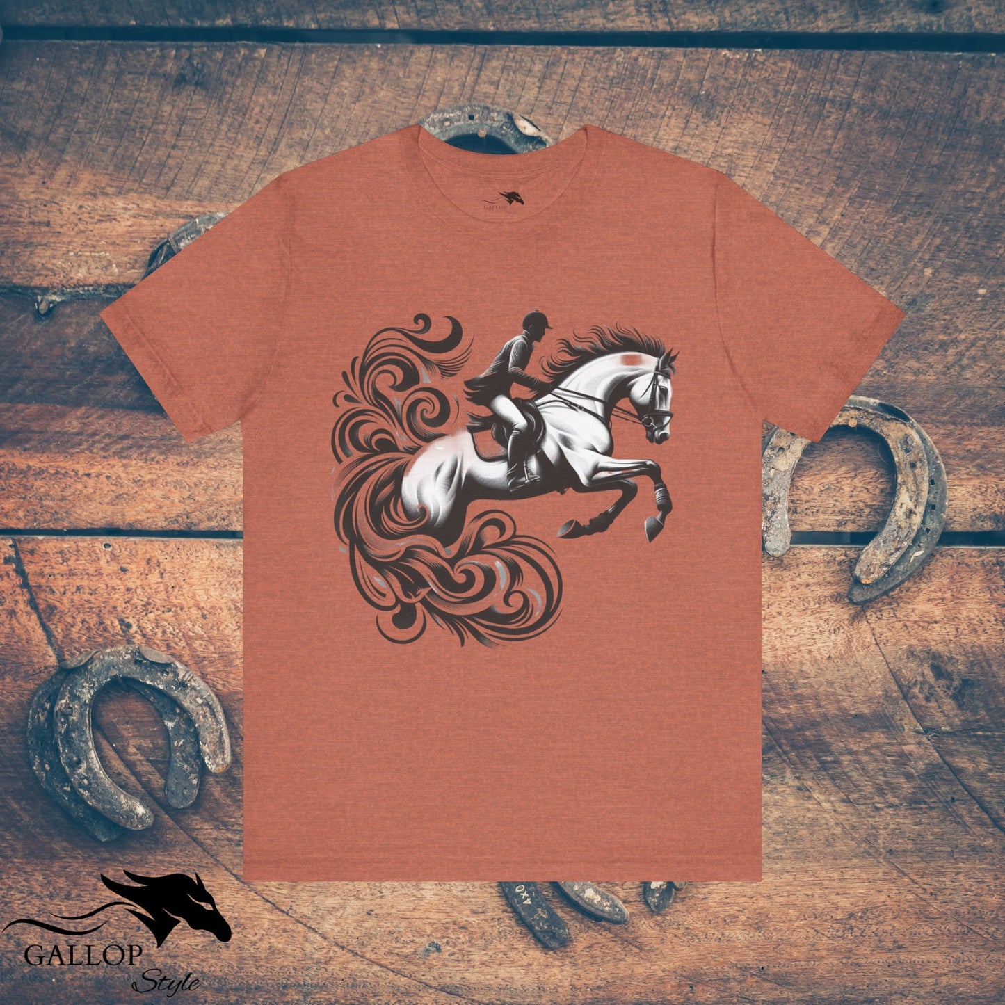 T-Shirt Heather Clay / S Dashing Horse & Rider Scrolls T-Shirt GS_10