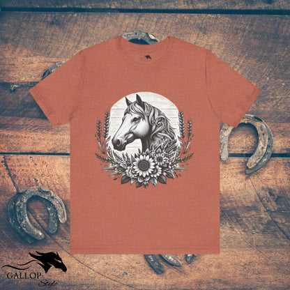 T-Shirt Heather Clay / S Horse Sunflowers Wheat GS_1 T-Shirt