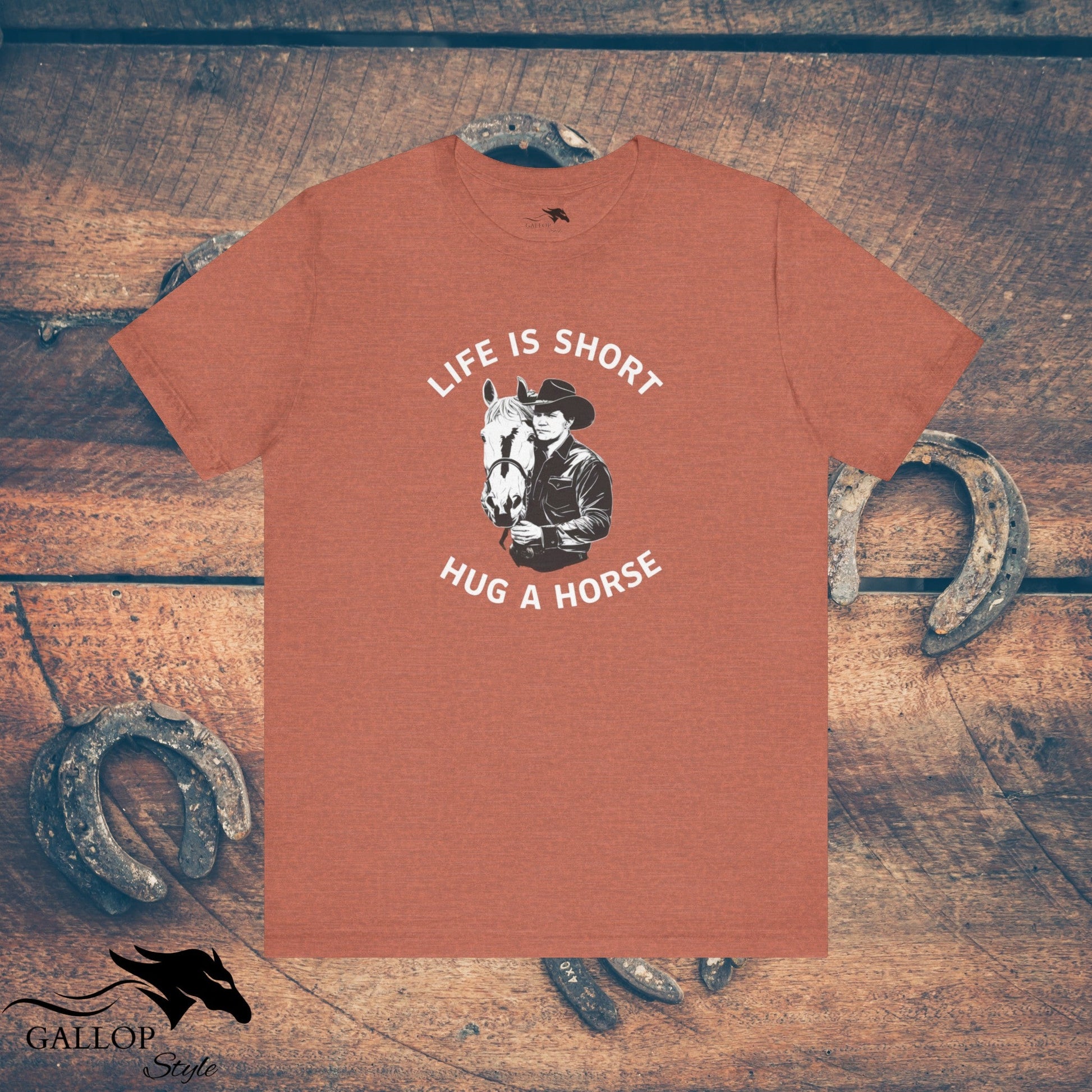 T-Shirt Heather Clay / S Life is Short Hug a Horse Male T-Shirt GS_33