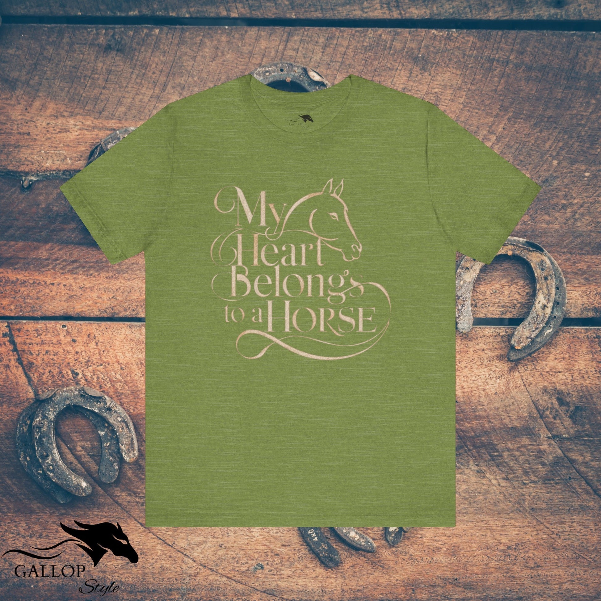 T-Shirt Heather Green / S My Heart Belongs to a Horse T-Shirt GS_15