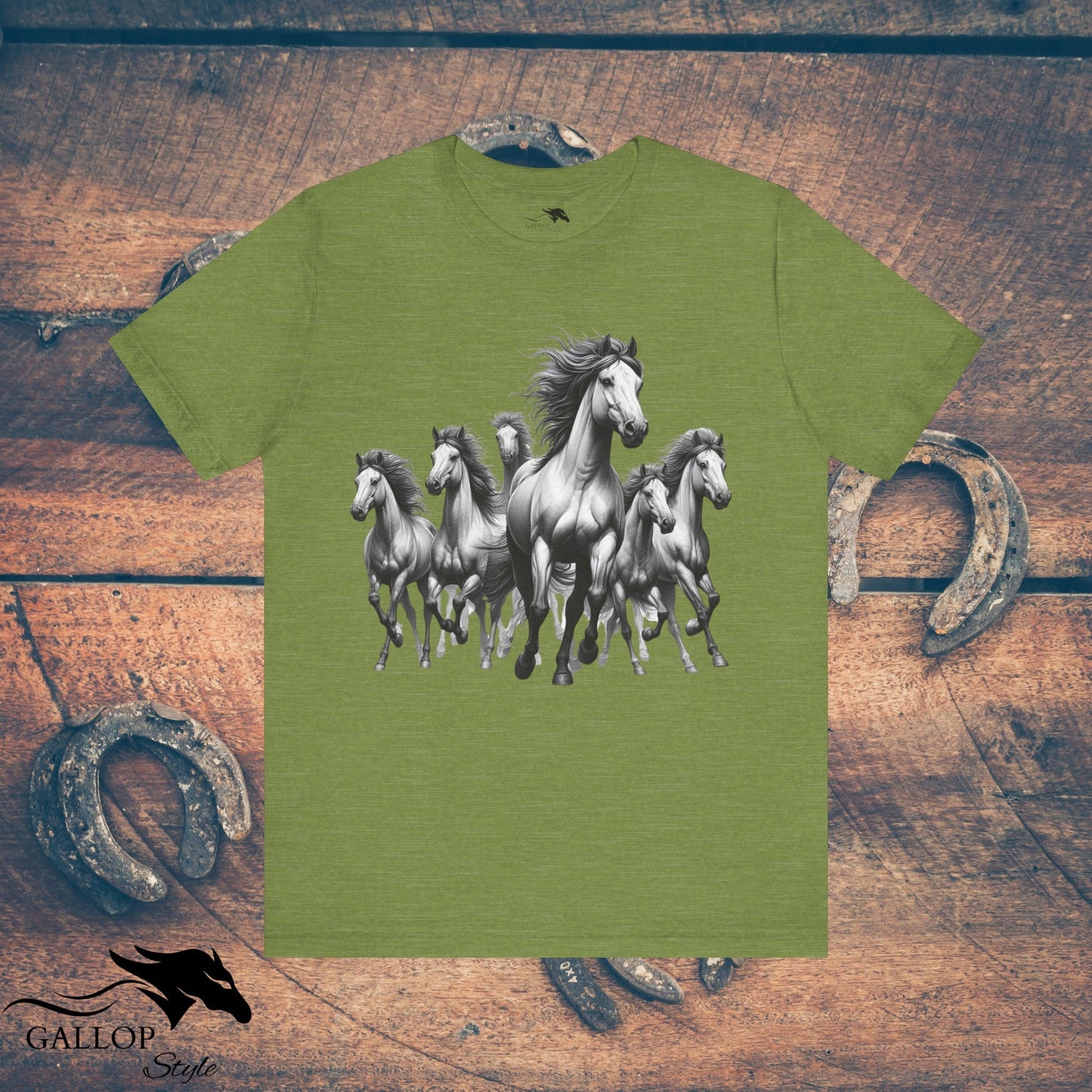 T-Shirt Heather Green / S Wild Horses Running T-Shirt GS_16