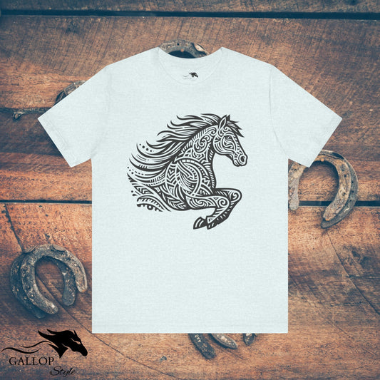 T-Shirt Heather Ice Blue / S Tribal Horse Half T-Shirt GS_45