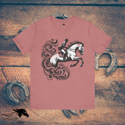 T-Shirt Heather Mauve / S Dashing Horse & Rider Scrolls T-Shirt GS_10