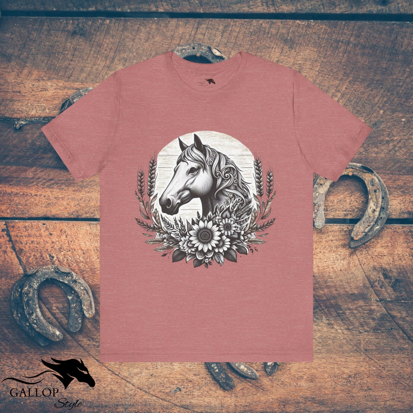 T-Shirt Heather Mauve / S Horse Sunflowers Wheat GS_1 T-Shirt