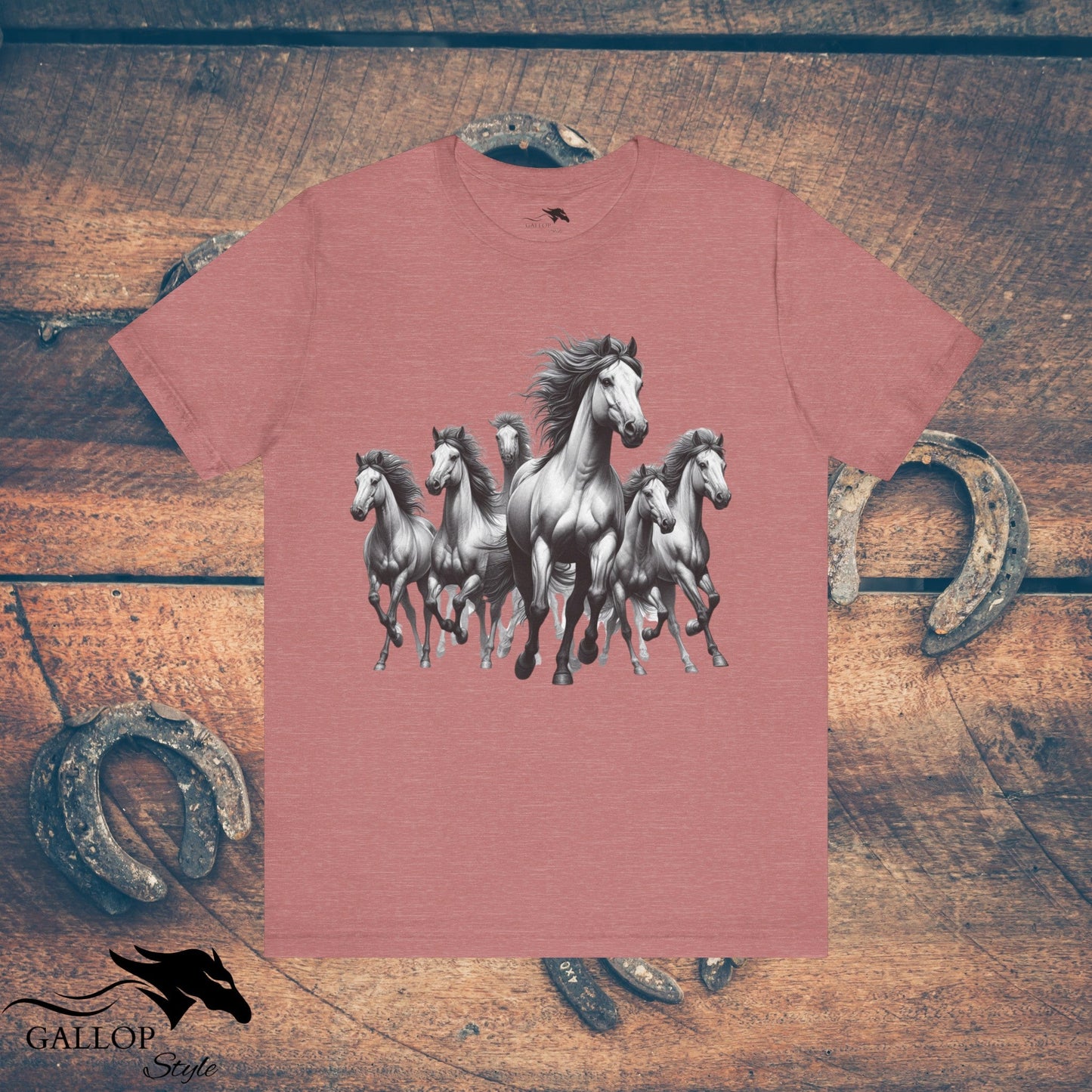 T-Shirt Heather Mauve / S Wild Horses Running T-Shirt GS_16