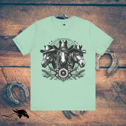 T-Shirt Heather Mint / S Horse Trio Cowboy Hats T-Shirt GS_28