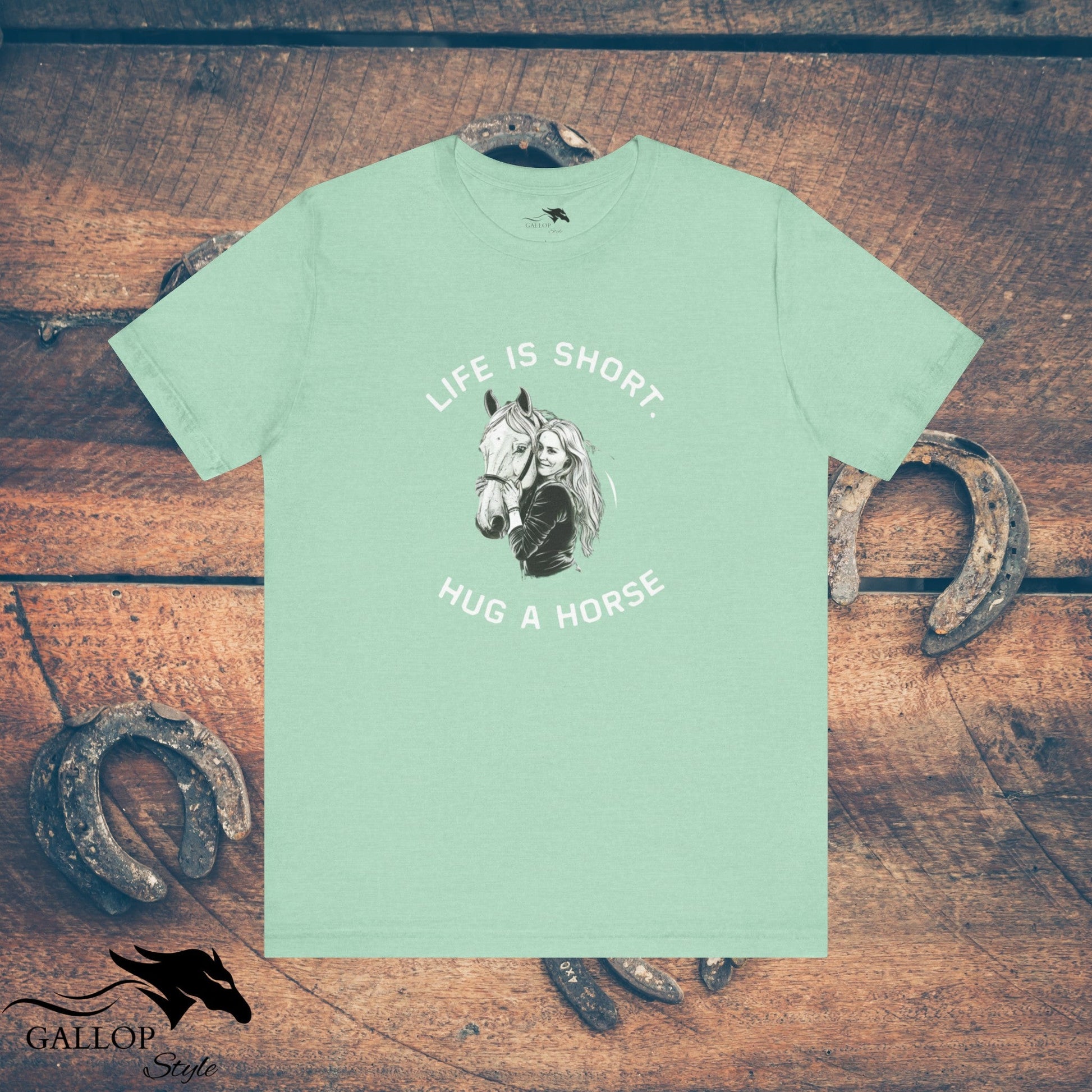 T-Shirt Heather Mint / S life is short hug a horse T-Shirt GS_32