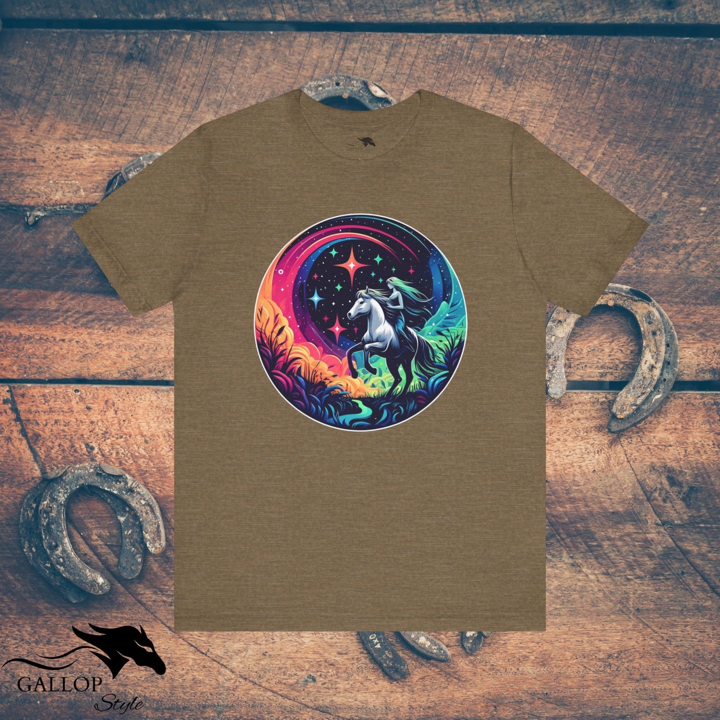 T-Shirt Heather Olive / S Cosmic Horse & Rider T-Shirt GS_35