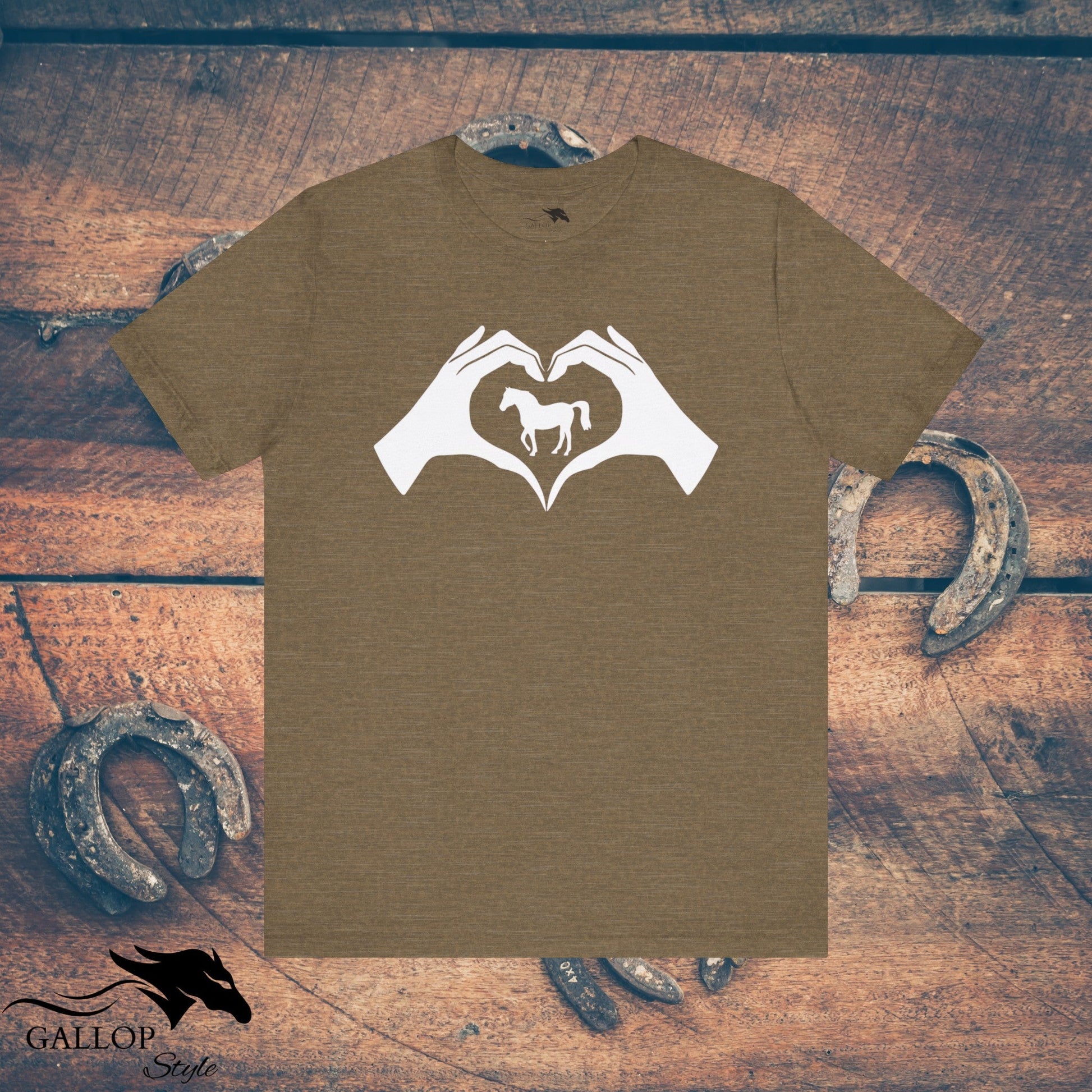 T-Shirt Heather Olive / S Heart Hands Horses T-Shirt GS_34