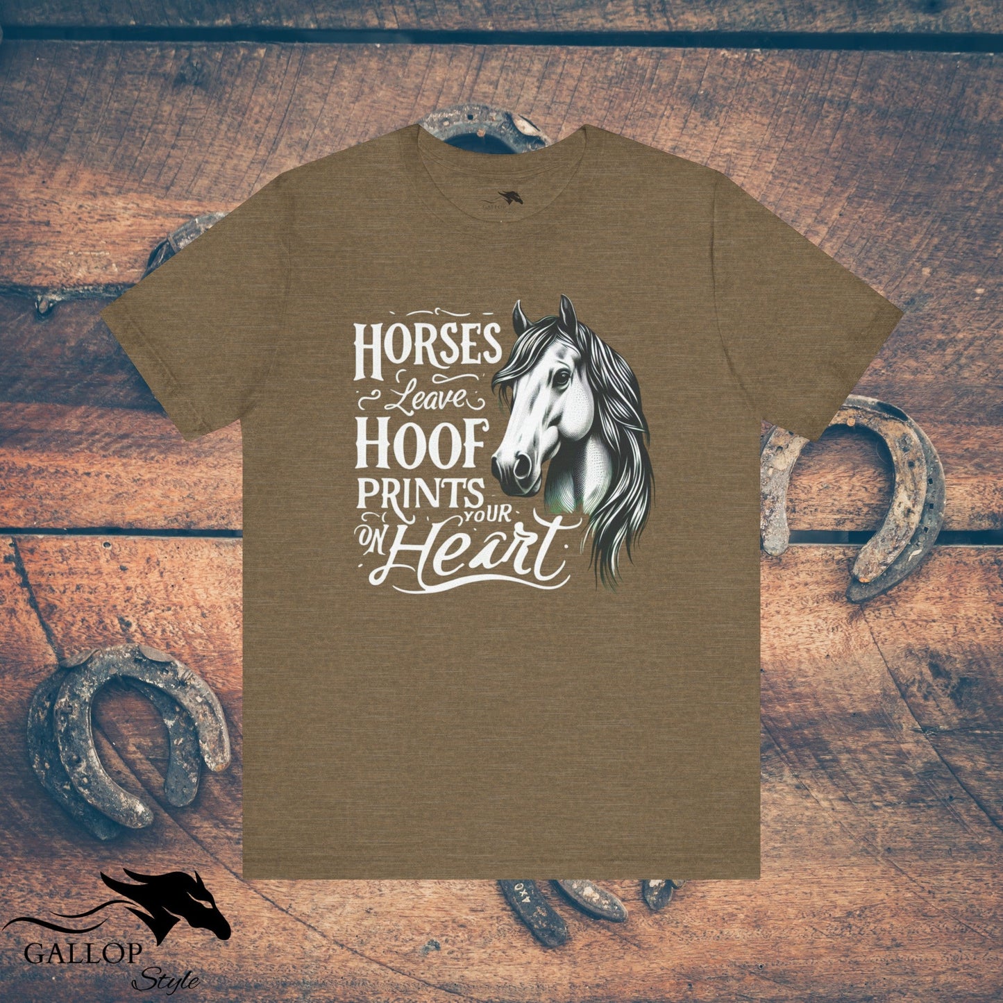 T-Shirt Heather Olive / S Horses Leave Hoof Prints GS-2 T-Shirt