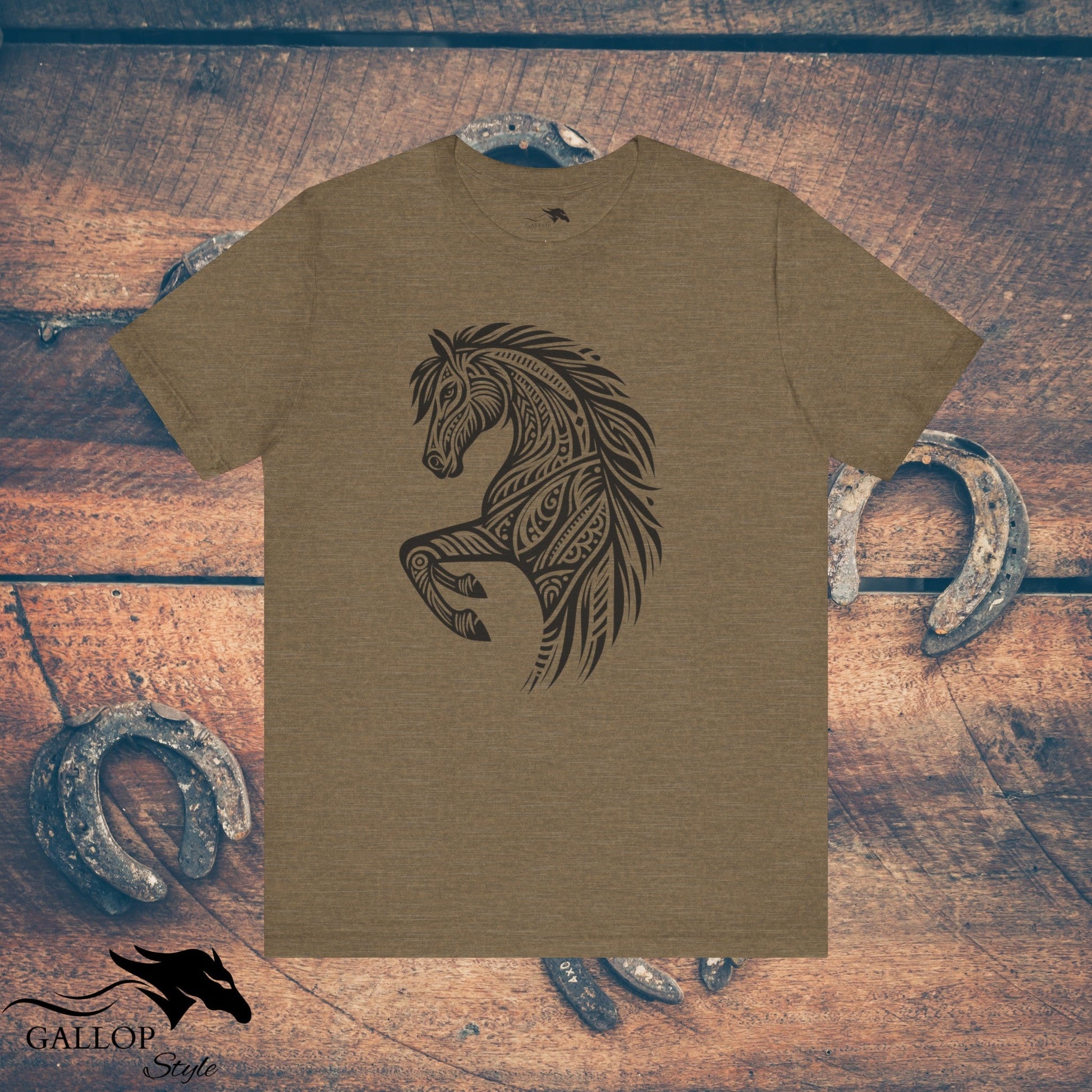 T-Shirt Heather Olive / S Tribal Horse Head T-Shirt GS_29