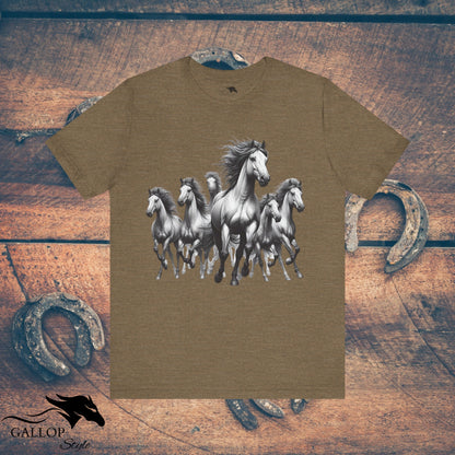 T-Shirt Heather Olive / S Wild Horses Running T-Shirt GS_16