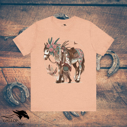 T-Shirt Heather Peach / S BOHO Floral Horse and Rider T-Shirt GS_7