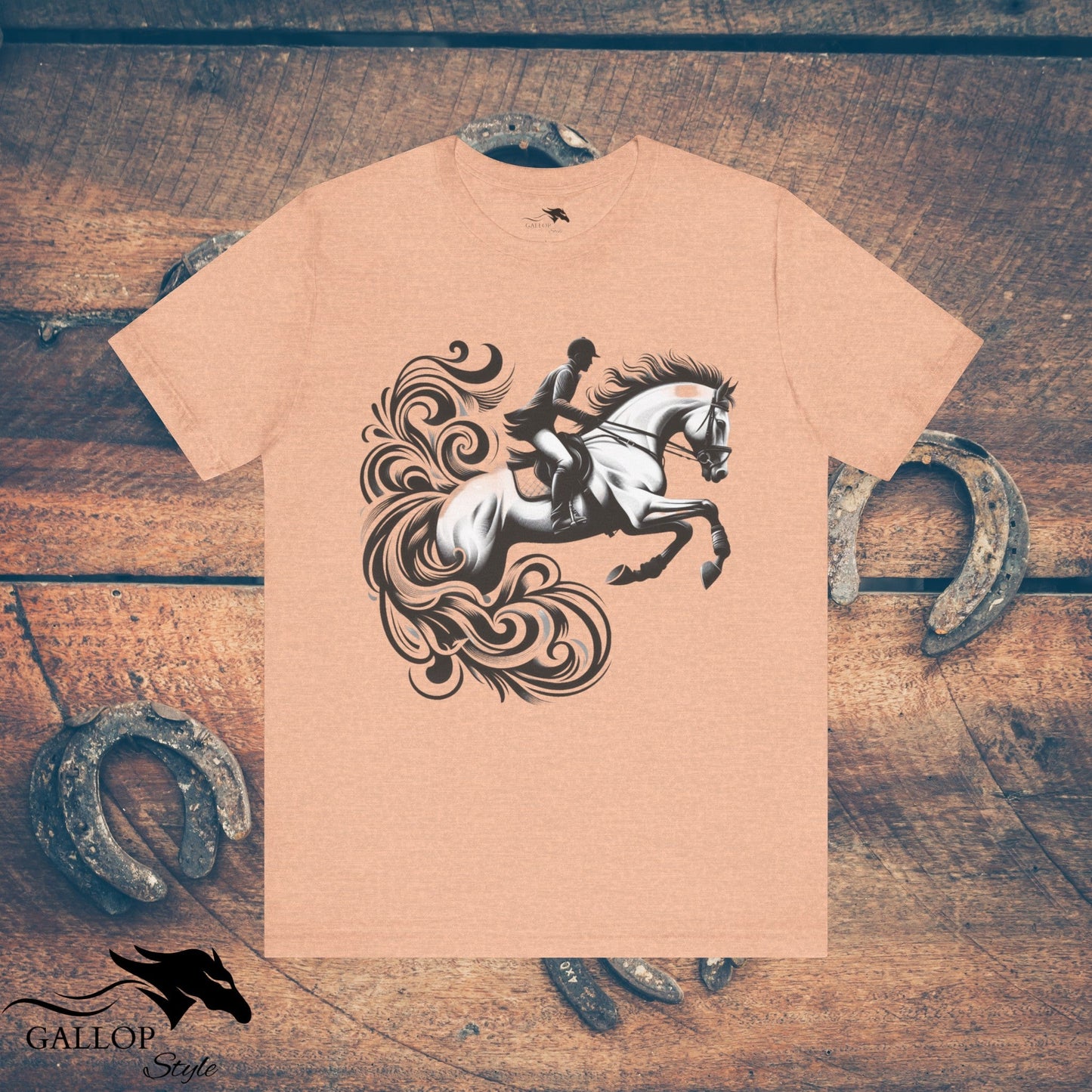 T-Shirt Heather Peach / S Dashing Horse & Rider Scrolls T-Shirt GS_10