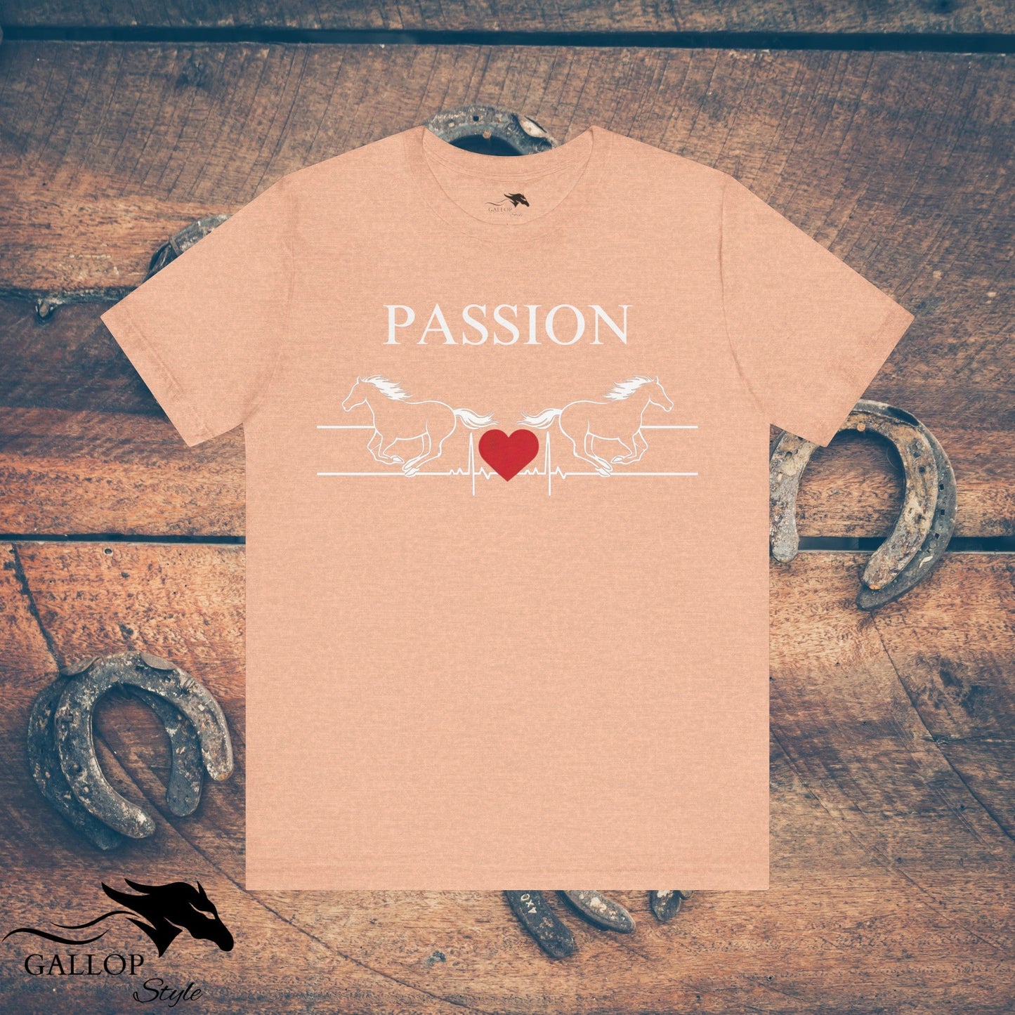 T-Shirt Heather Peach / S Heartbeat Passion Red Heart T-Shirt GS_51