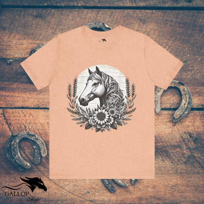 T-Shirt Heather Peach / S Horse Sunflowers Wheat GS_1 T-Shirt