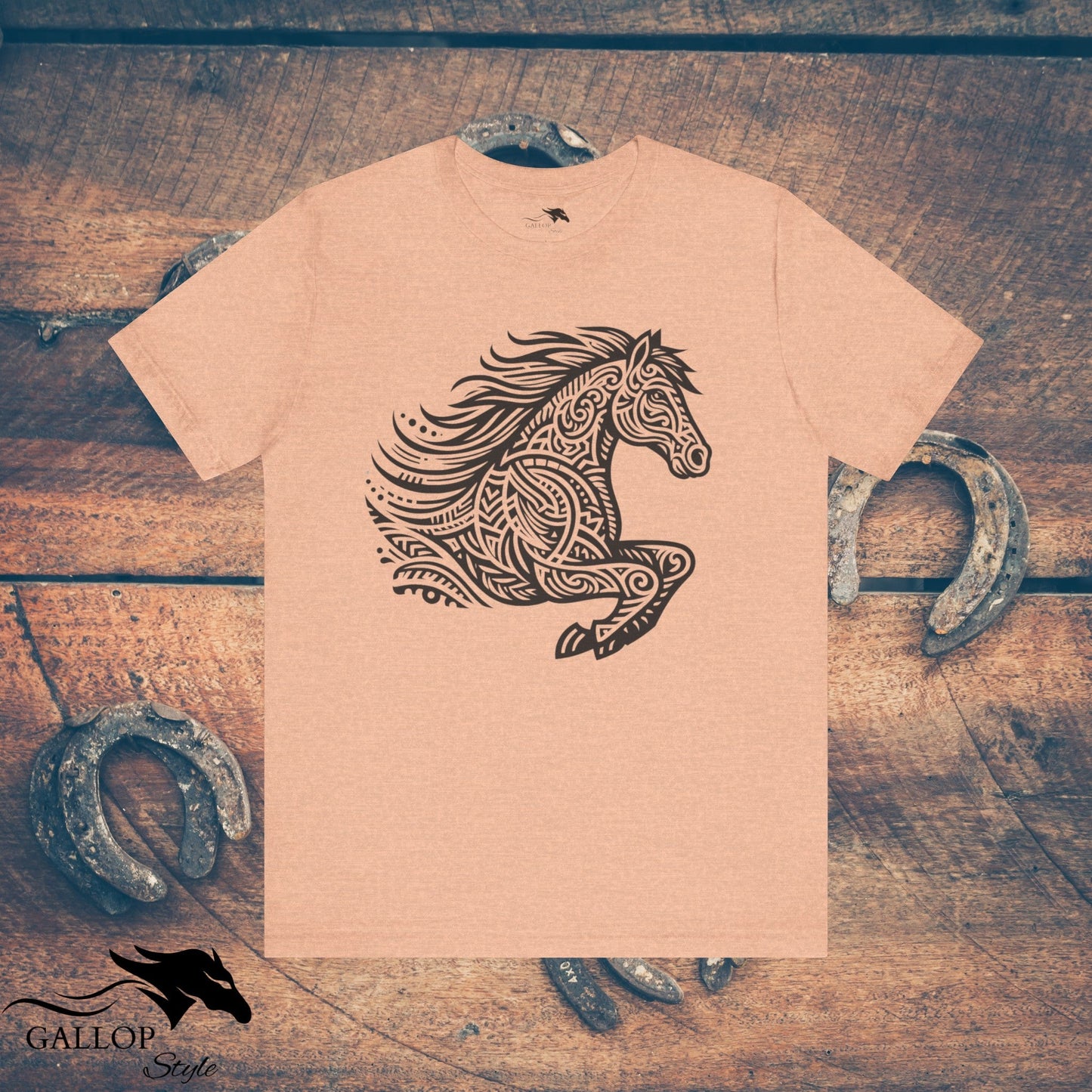 T-Shirt Heather Peach / S Tribal Horse Half T-Shirt GS_45