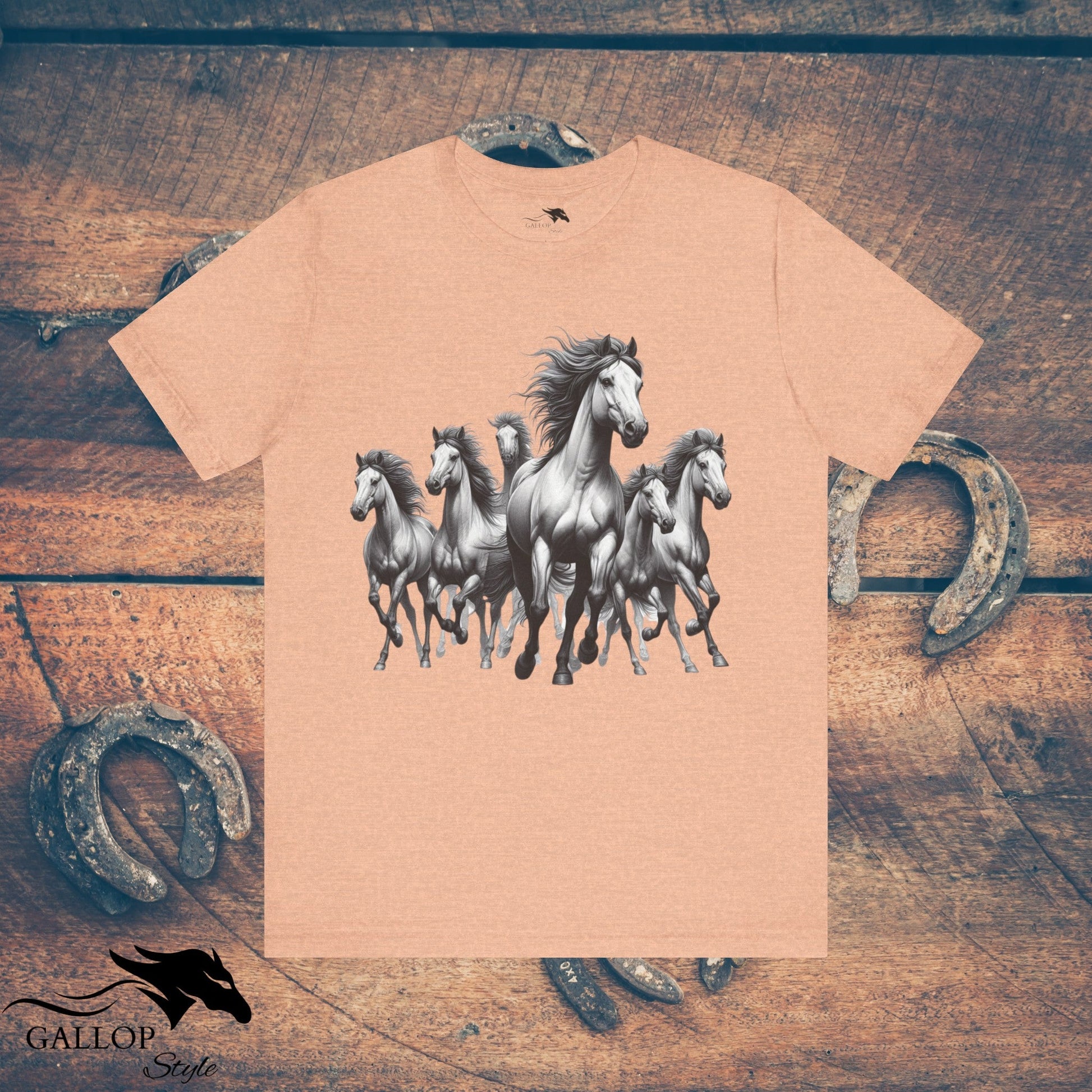 T-Shirt Heather Peach / S Wild Horses Running T-Shirt GS_16