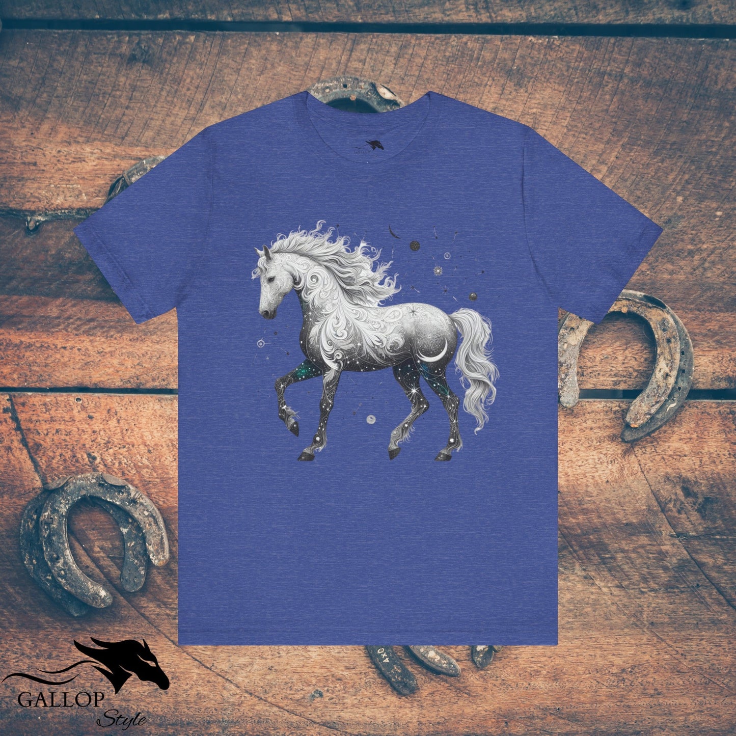 T-Shirt Heather True Royal / S Celestial Paisley Horse Stars T-Shirt GS_50