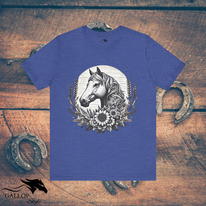 T-Shirt Heather True Royal / S Horse Sunflowers Wheat GS_1 T-Shirt