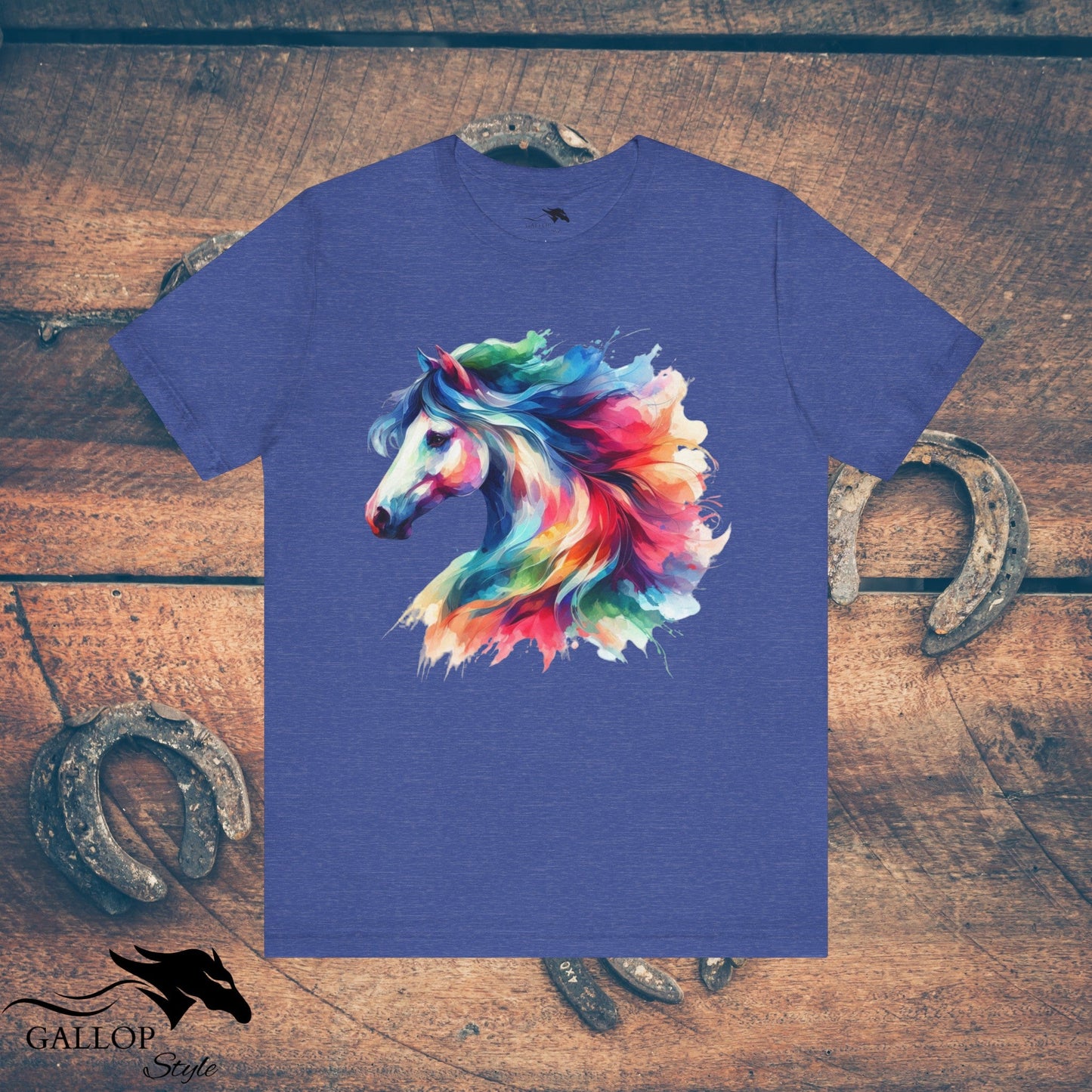 T-Shirt Heather True Royal / S Vibrant Water Color Horse T-Shirt GS_43