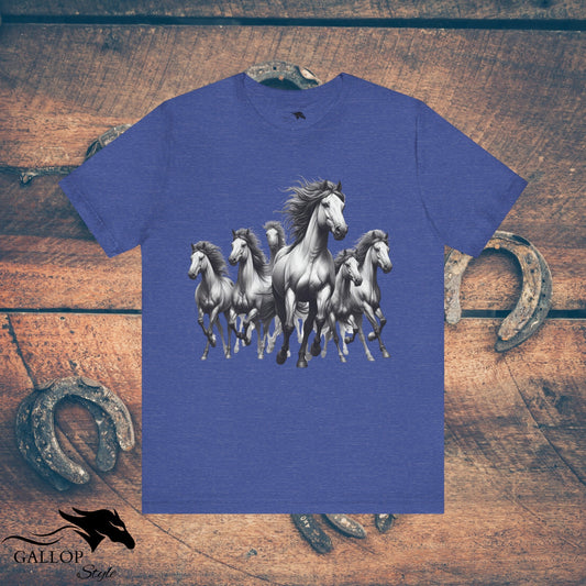 T-Shirt Heather True Royal / S Wild Horses Running T-Shirt GS_16