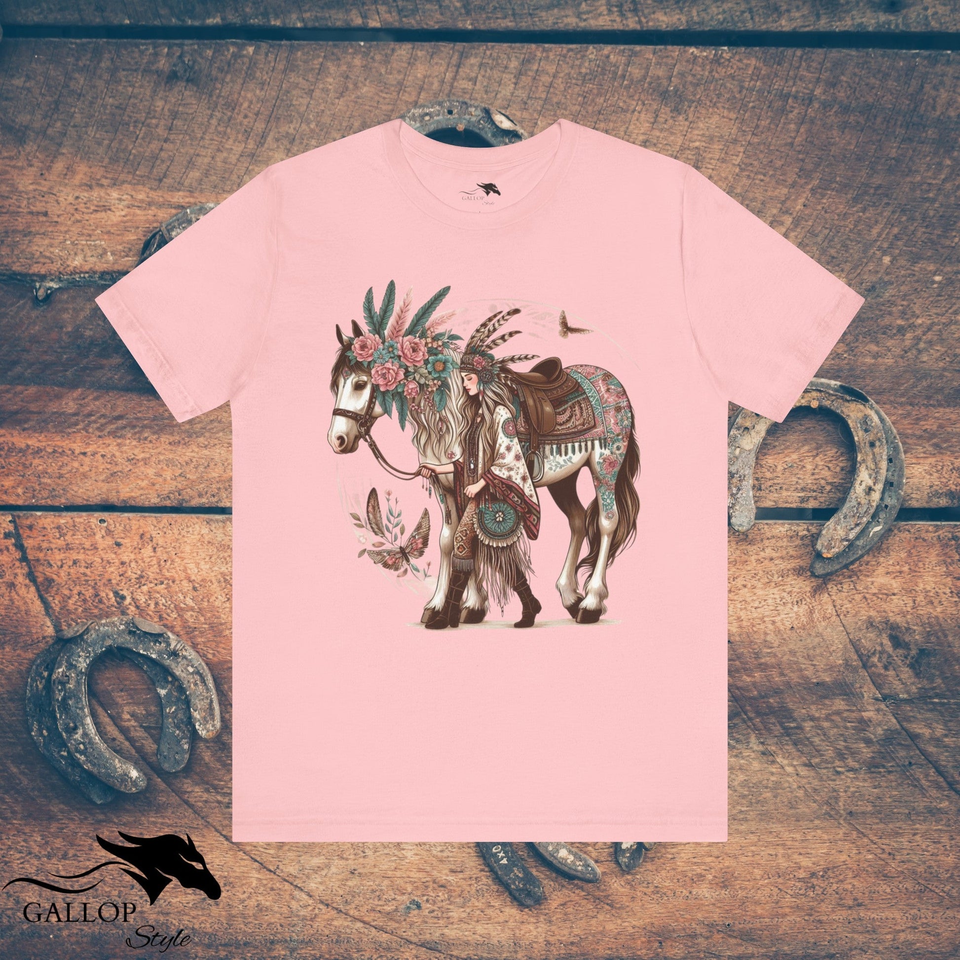 T-Shirt Pink / S BOHO Floral Horse and Rider T-Shirt GS_7