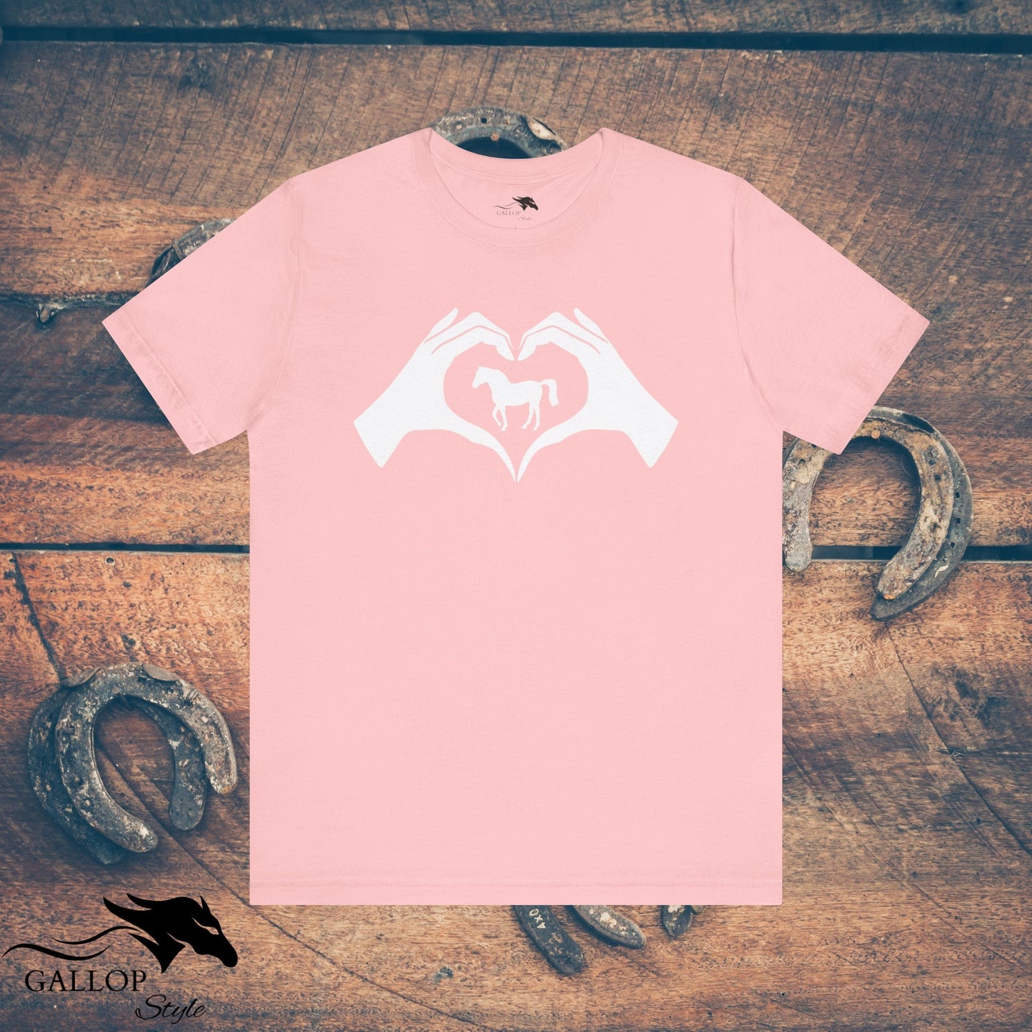 T-Shirt Pink / S Heart Hands Horses T-Shirt GS_34