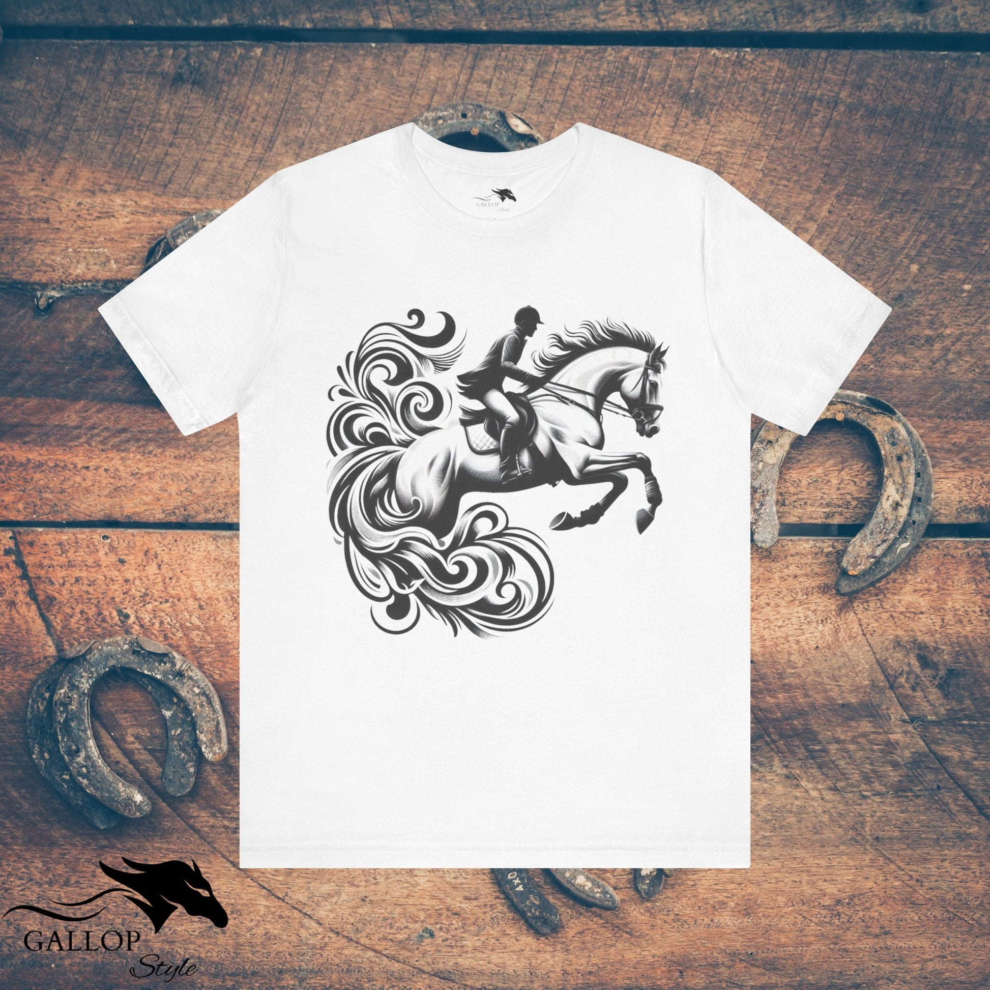 T-Shirt White / S Dashing Horse & Rider Scrolls T-Shirt GS_10