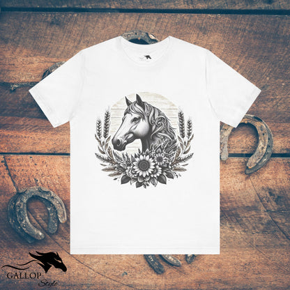 T-Shirt White / S Horse Sunflowers Wheat GS_1 T-Shirt